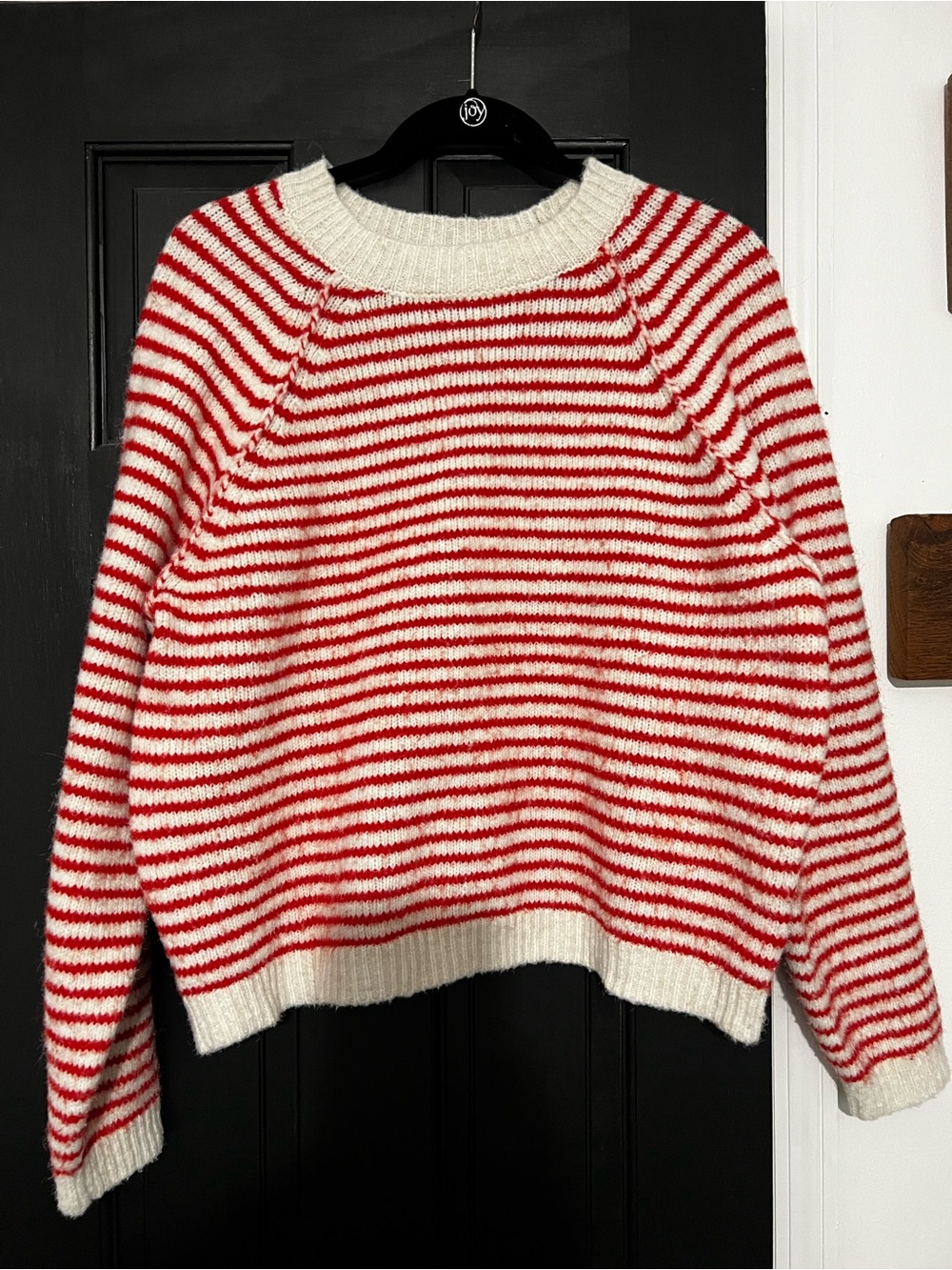 American Eagle Women’s Red & White Striped Crewneck Sweater
